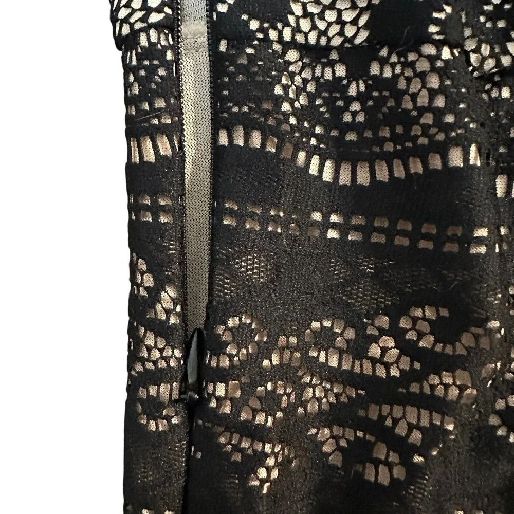 ECI Lace Blouse Women 6 Black Empire Waist Short Sleeve Scoop Neck Whimsigoth‎